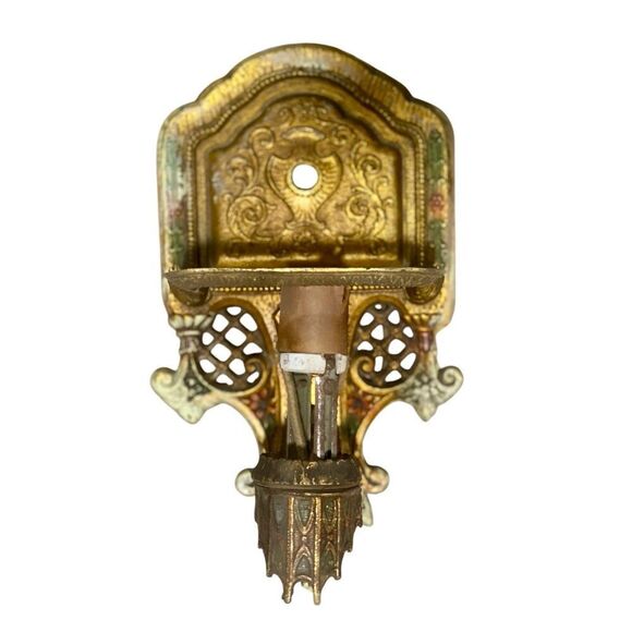 Antique Art Deco Beardsley Wall Sconces Original Brass for Repair